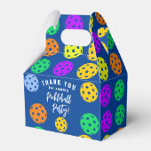 Retro Style Neon Blauw Theme Pickleball Verjaardag Bedankdoosjes (Achterkant)