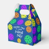 Retro Style Neon Blauw Theme Pickleball Verjaardag Bedankdoosjes (Voorkant Zijde)