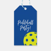 Retro Style Neon Blauw Theme Pickleball Verjaardag Cadeaulabel (Achterkant)