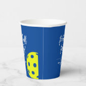 Retro Style Neon Blauw Theme Pickleball Verjaardag Papieren Bekers (Rechts)