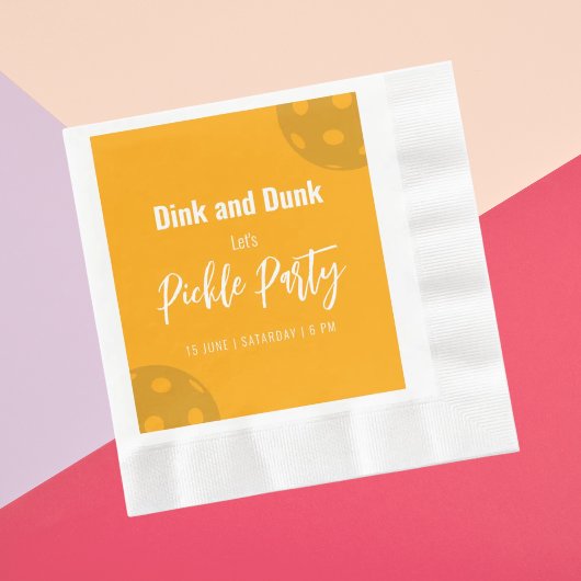 Retro Style Neon Sinaasappel thema Pickleball Verj Servet