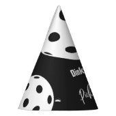 Retro Style Neon Zwart Thema Pickleball Verjaardag Feesthoedjes (Links)