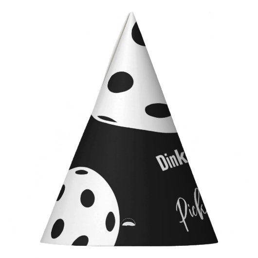 Retro Style Neon Zwart Thema Pickleball Verjaardag Feesthoedjes (Links)