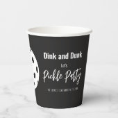 Retro Style Neon Zwart Thema Pickleball Verjaardag Papieren Bekers (Achterkant)