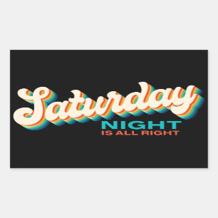 Retro Style op zaterdagavond is helemaal juist Dis Rechthoekige Sticker