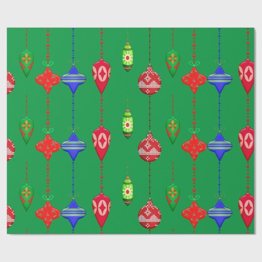 Retro Style Ornament Patroon Kerstmis Cadeaupapier (Vlak)