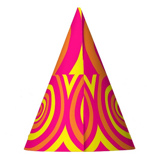 Retro Style Party-Pet met Oranje opgerold geel Feesthoedjes (Achterkant)