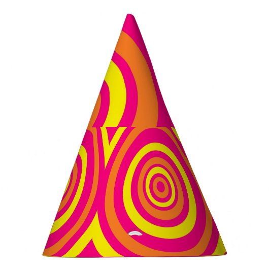 Retro Style Party-Pet met Oranje opgerold geel Feesthoedjes (Rechts)