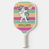 Retro Style Ping Pong Dabbing Unicorn Pickleball Paddle (Voorkant)