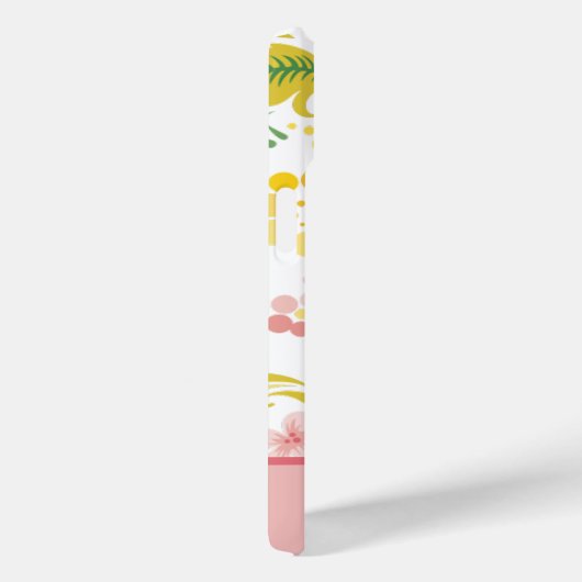 Retro Style Pink Floral Monogram Case-Mate iPhone Case (Achterkant / Rechts)