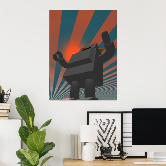 Retro Style Robot 4 Afdrukken Poster (Thuiskantoor)