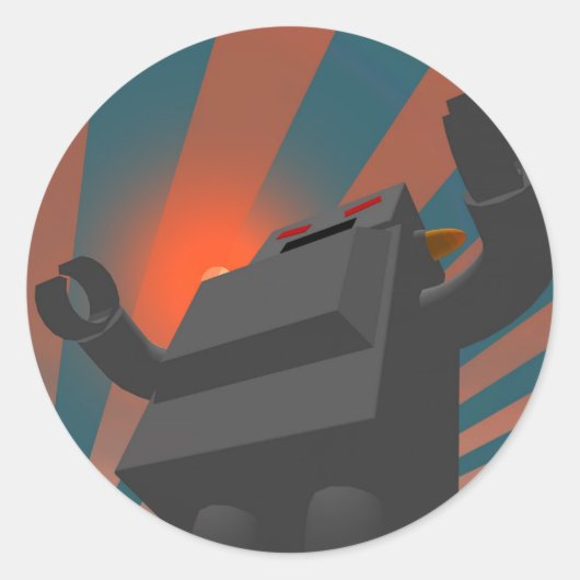 Retro Style Robot 4-Sticker Ronde Sticker (Voorkant)