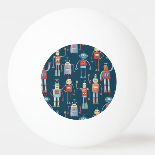 Retro Style Robots van 1950 Pingpongballen (Achterkant)
