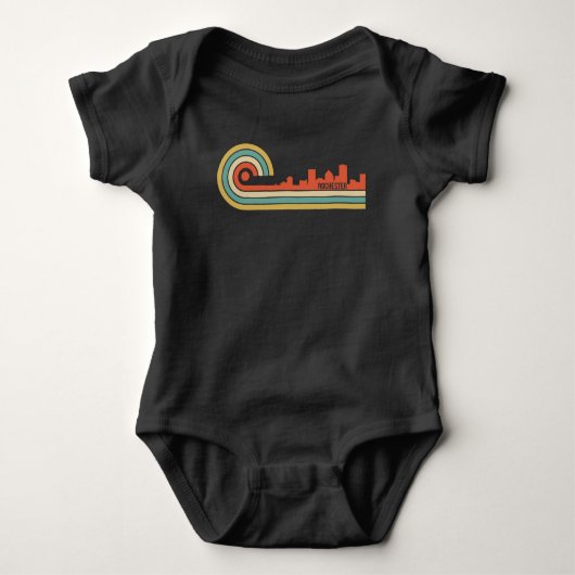 Retro Style Rochester New York Skyline Romper (Voorkant)