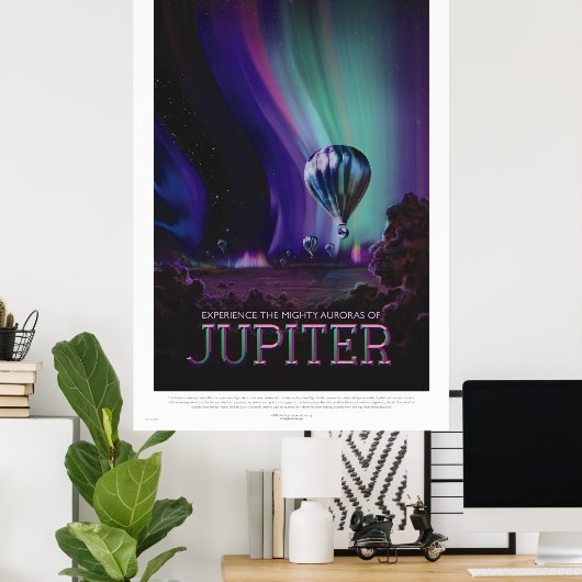 Retro Style Space Travel Poster - Jupiter (Thuiskantoor)