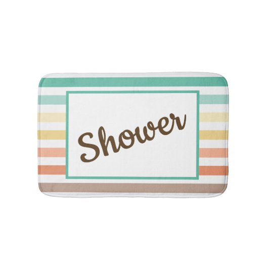 Retro-Style Stripe Pattern Customizable Badmat (Voorkant)