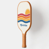 Retro Style Sunrise Pastel Rainbow scriptnaam Pickleball Paddle (Links)