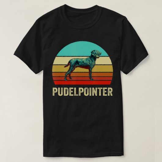 Retro Style Sunset Pudelpointer T-shirt (Design voorkant)