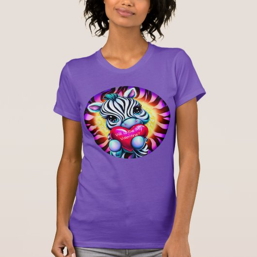 Retro Style Sweet Zebra Valentijn T-shirt (Voorkant)