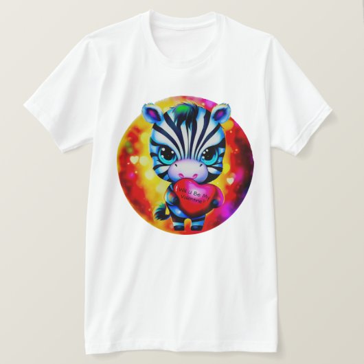 Retro Style Sweet Zebra Valentijn T-shirt (Design voorkant)