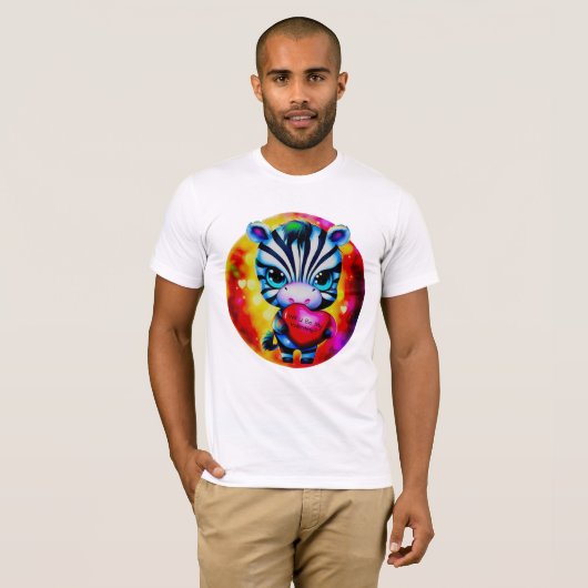 Retro Style Sweet Zebra Valentijn T-shirt (Voorkant volledig)