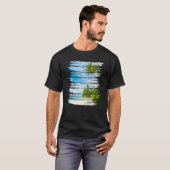 Retro Style Tropical Beach Sunset Island Palm Tree T-shirt (Voorkant volledig)
