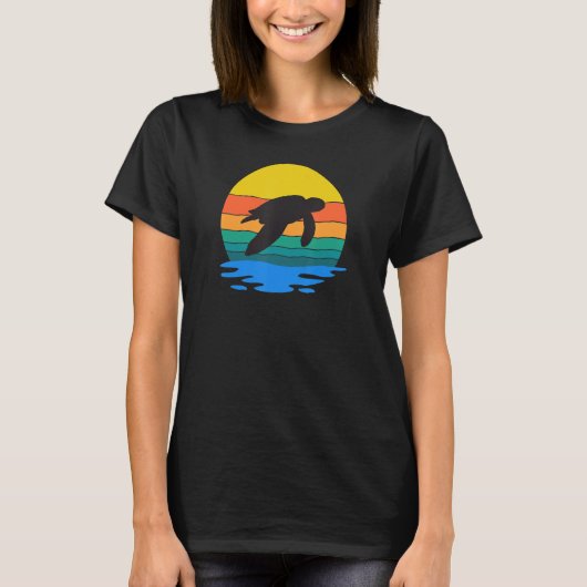 Retro Style Turtle Silhouette Save The Turtles Und T-shirt (Voorkant)