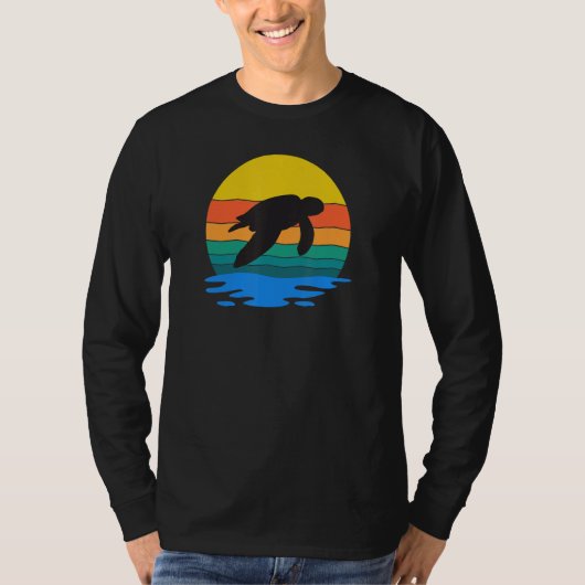 Retro Style Turtle Silhouette Save The Turtles Und T-shirt (Voorkant)