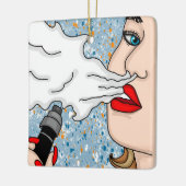 Retro Style Vaping Lady Kerstmis Keramisch Ornament (Links)