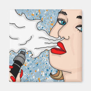 Retro Style Vaping Lady Magneet