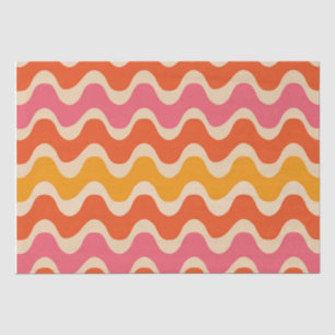 Retro Style Waves Pattern in roze, oranje en rood Tissuepapier