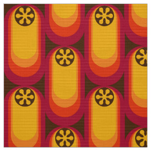 Retro styled 60s 70s patroonstof stof