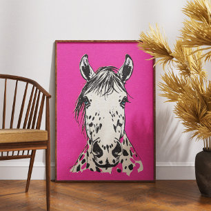 Retro Styled Leopard Appaloosa Horse Portrait Poster