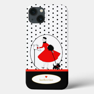  Retro Stylish Lady Scottie Dog iPhone 13 Hoesje
