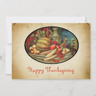 Retro Stylish Pumpkin en Fruit Happy Thanksgiving Feestdagenkaart