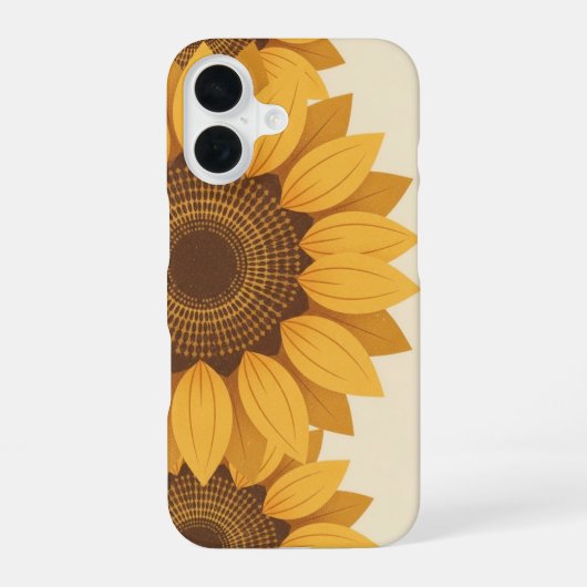 Retro Stylized Sunflower Geometry iPhone 16 Hoesje (Achterkant)
