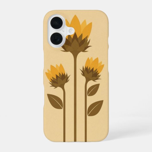 Retro Stylized Sunflower Sprouts iPhone 16 Hoesje (Achterkant)
