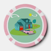 Retro Suburban House Poker Chip (Achterkant)
