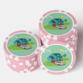 Retro Suburban House Poker Chip (Opstapeling)