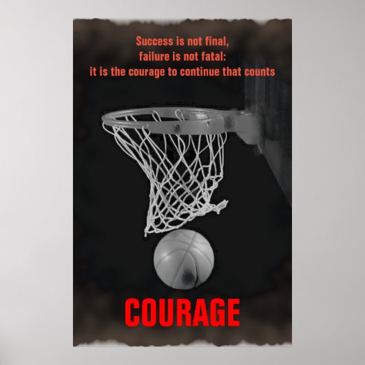 Retro Success Courage Basketball Inspirerend Poster (Voorkant)