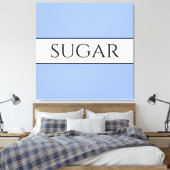 Retro SUGAR  blauw wit omlijnde strepen Canvas Afdruk (Insitu (Slaapkamer))
