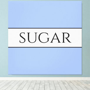 Retro SUGAR blauw wit omlijnde strepen Canvas Afdruk