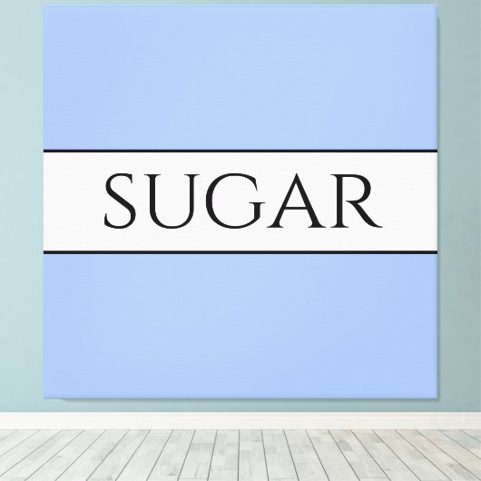 Retro SUGAR  blauw wit omlijnde strepen Canvas Afdruk (Insitu (Houten vloer))