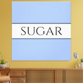 Retro SUGAR  blauw wit omlijnde strepen Canvas Afdruk (Insitu (Woonkamer))