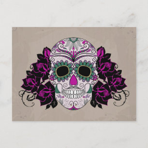 Retro Sugar Skull Briefkaart
