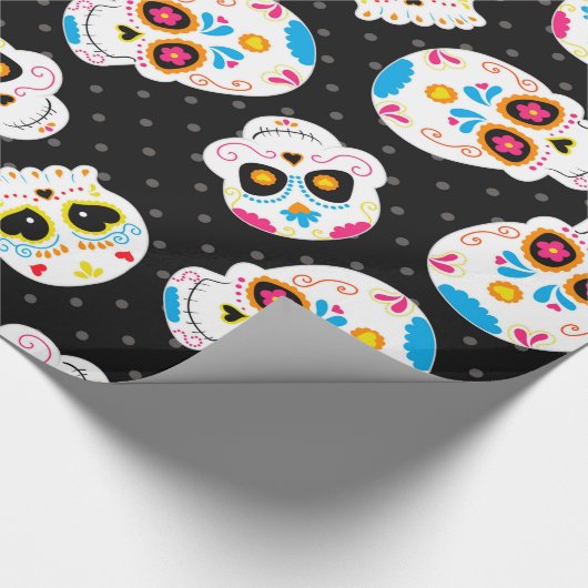 Retro Sugar Skull Cadeaupapier (Hoek)