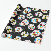Retro Sugar Skull Cadeaupapier (Uitgerold)