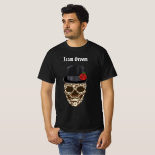 Retro Suiker Schedel Team Bruidegom T-Shirt
