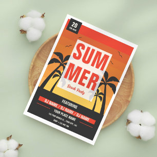 Retro Summer Beach Party Uitnodiging