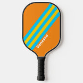 Retro Summer Beach Stripes met naam Pickleball Paddle (Achterkant)